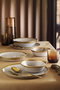 Hermia FRZ08YS856A14520 Vajilla de 8 Piezas Gris y Dorada en Porcelana para una Experiencia Gastronómica Sofisticada y Elegante